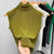 Ladies New Turtleneck Grenadine Solid Color Waist Tight Sleeveless Top - Enfance-Heureuse