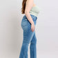 Judy Blue HW Tummy Control Vintage Wash Side Slit Slim Boot Jeans