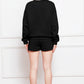 Round Neck Long Sleeve Sweatshirt and Drawstring Shorts Set - Enfance-Heureuse