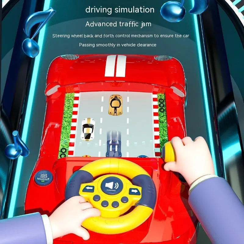 Children's Racing Car Adventure Steering Wheel Electric Desktop Game Avoid Simulated Driving Educational Toys - Enfance-Heureuse