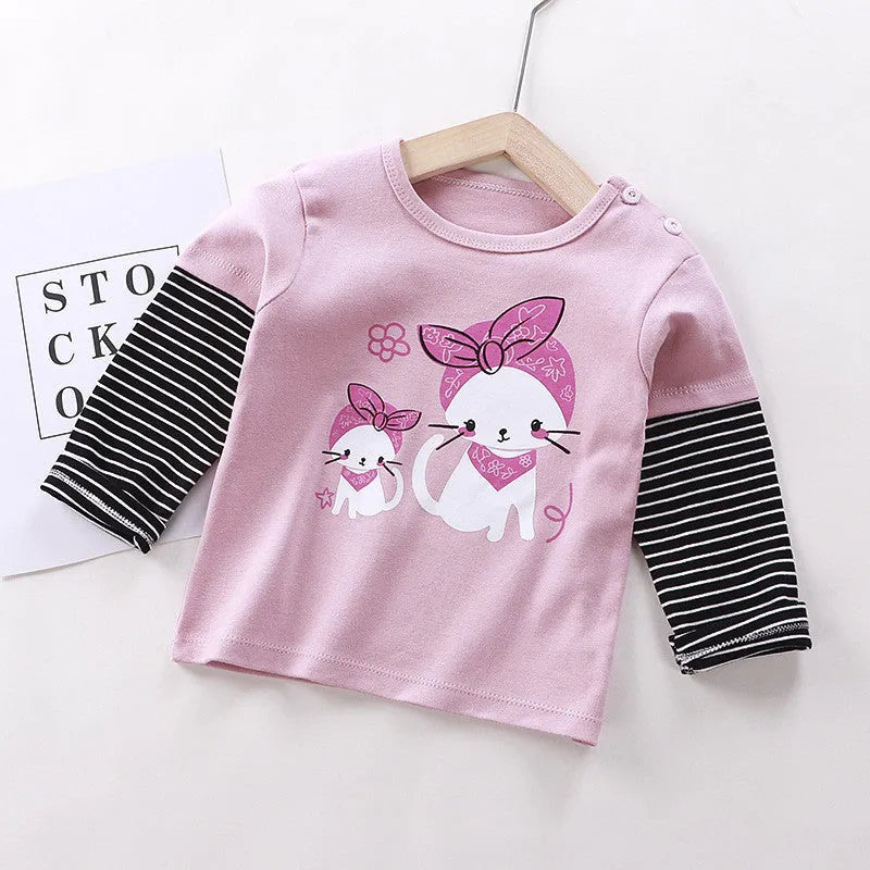 Children's Long-sleeved T-shirt Cotton Single Top - Enfance-Heureuse