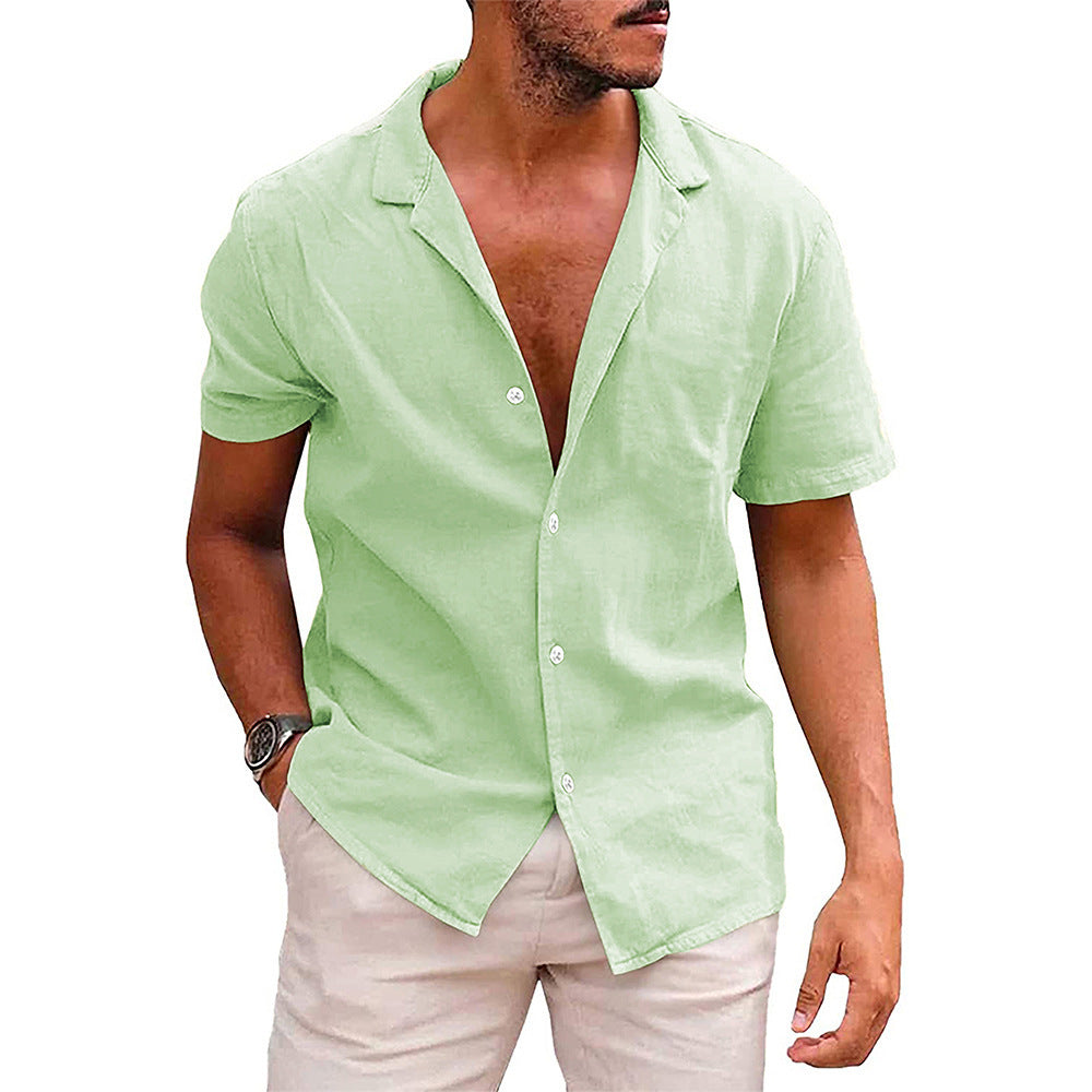 Men's Tops Casual Button Down Shirt Short Sleeve Beach Shirt Summer Mens Clothing - Enfance-Heureuse