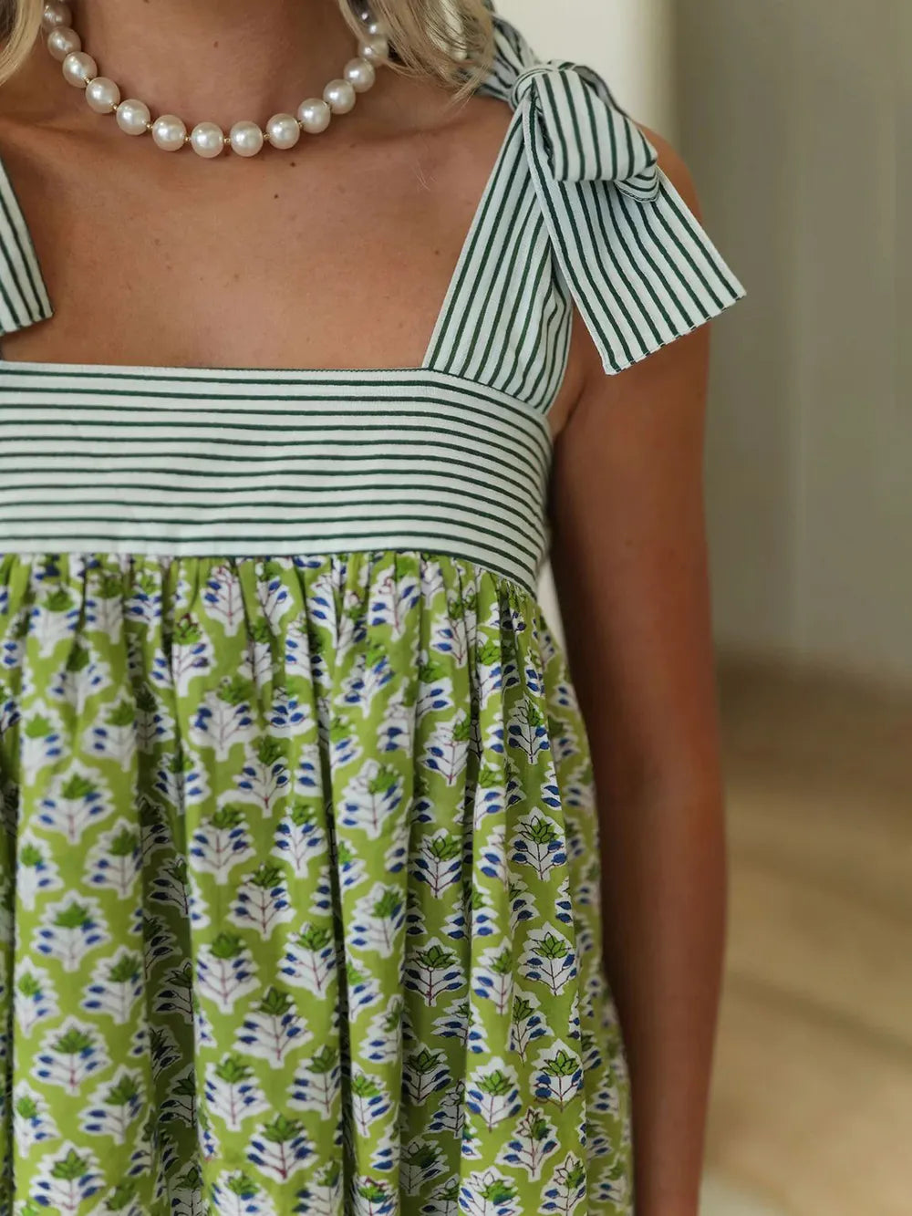 Printed Tie Shoulder Mini Cami Dress - Enfance-Heureuse