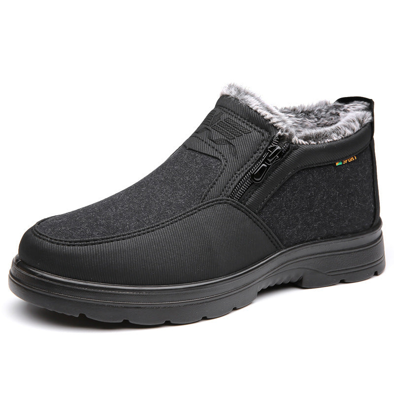 Men's Cotton Shoes Fleece Lined Padded Warm Keeping Middle-aged And Elderly Waterproof Non-slip - Enfance-Heureuse