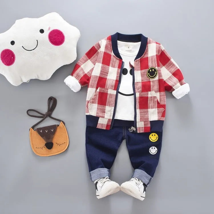 Traje de tres piezas para niños de otoño