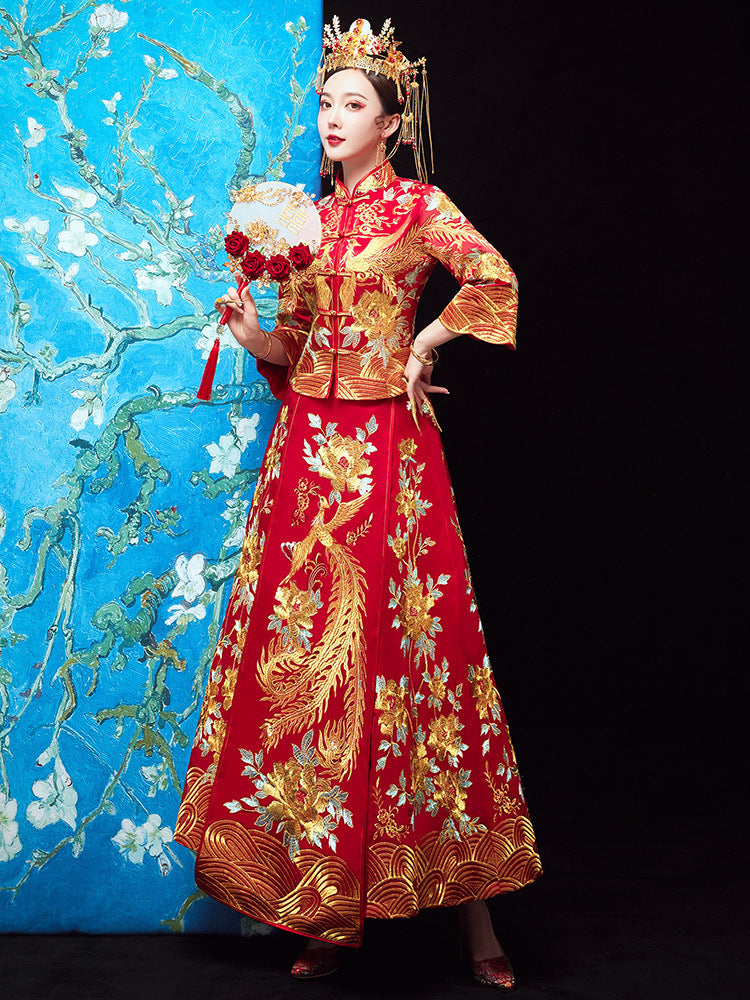 Chinese Dragon And Phoenix Gown A Chaplet And Official Robes Xiuhe Dress - Enfance-Heureuse