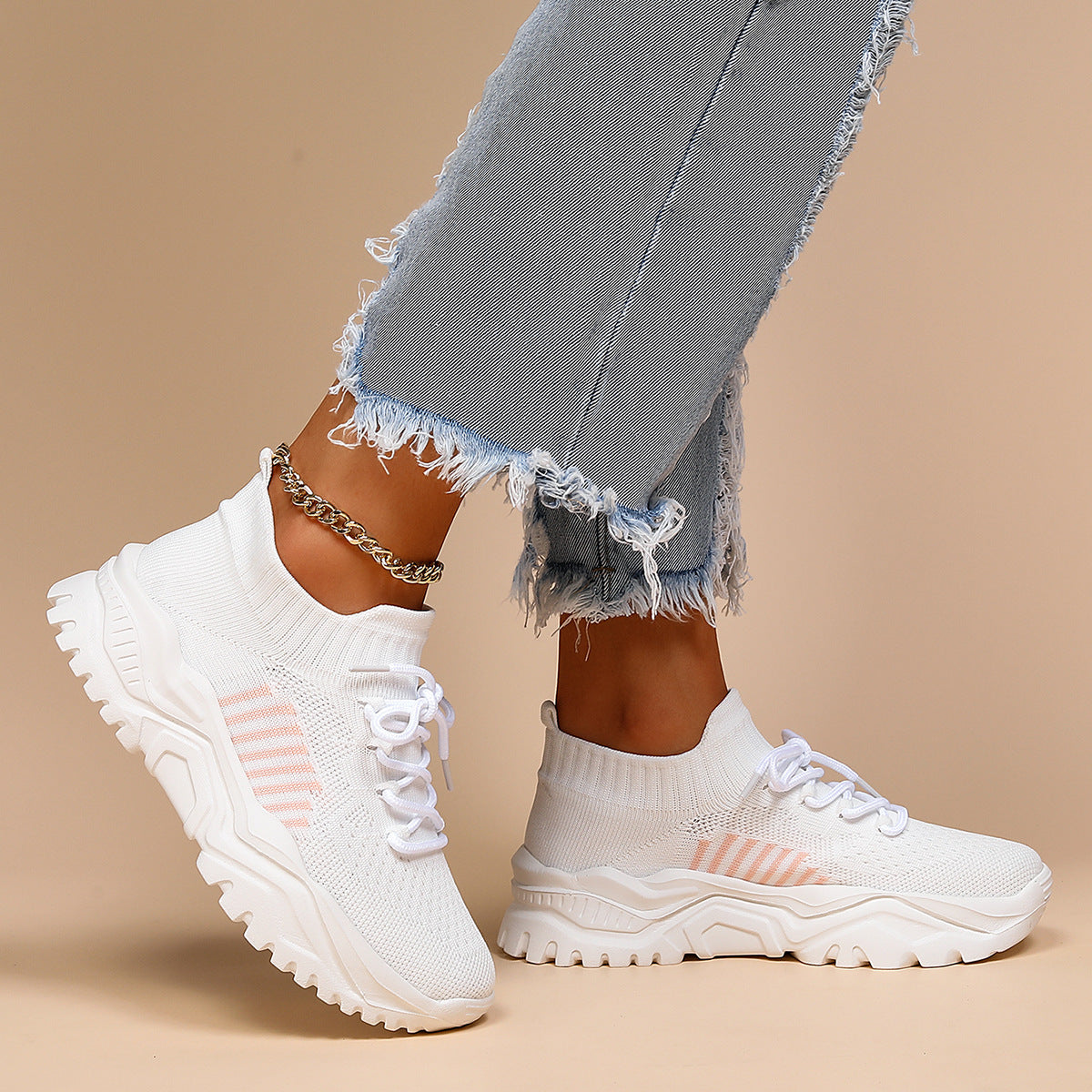 Plus Size Sports Breathable Flyknit Socks Shoes - Enfance-Heureuse