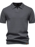 Men's Classic Textured Short Sleeve Polo Shirt - Enfance-Heureuse