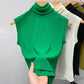 Ladies New Turtleneck Grenadine Solid Color Waist Tight Sleeveless Top - Enfance-Heureuse