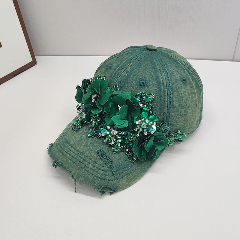 Gorra de visera ligera y lujosa con protección solar y lentejuelas de colores