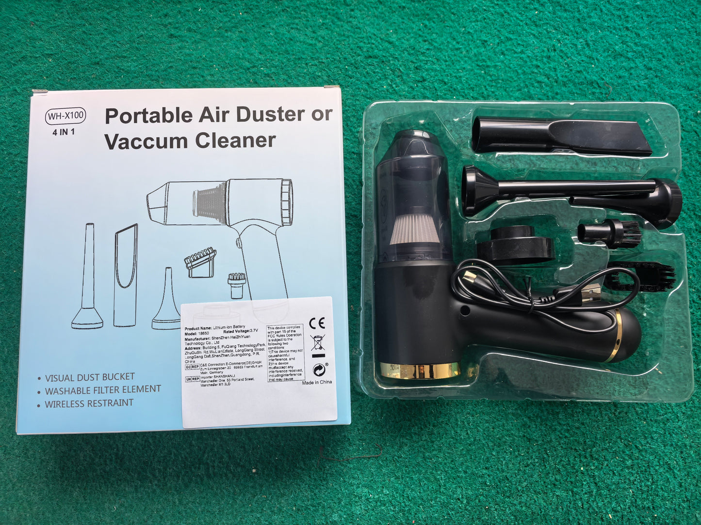 Vacuum Cleaner And Air Duster For Cars, Homes, Offices And Pets, High-power, Multi-nozzle Handheld Car Vacuum Cleaner. - Enfance-Heureuse