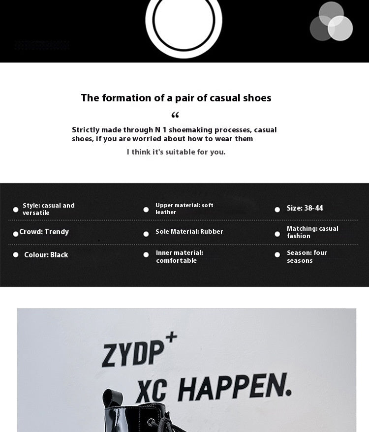 New Men's Chunky Heel Platform Round Head Lace-up Martin Boots - Enfance-Heureuse