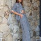 Striped Long Sleeve Cardigan Shirt Tube Top Wide Leg Pants Three-piece Set - Enfance-Heureuse