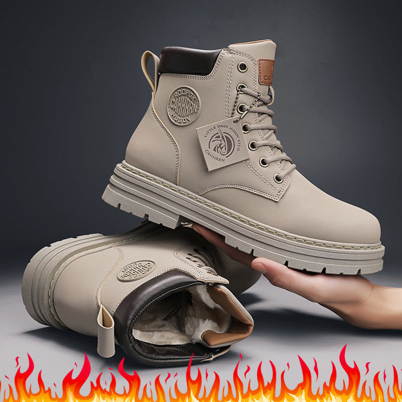 Men's Fashion Seven-hole Fleece-lined Durable Wear-resistant Overalls Boots - Enfance-Heureuse