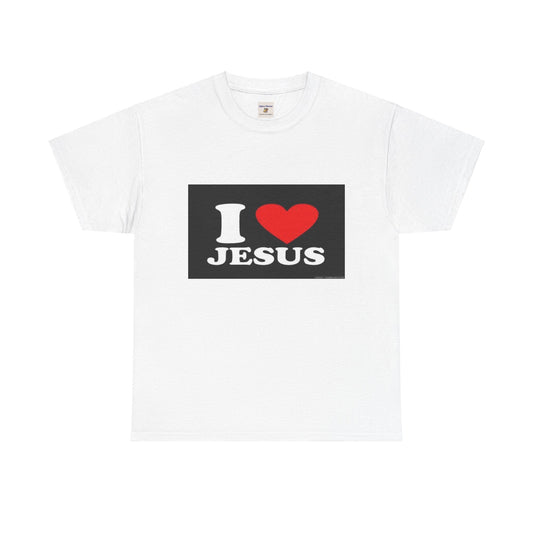 Camiseta unisex de algodón grueso "Amo a Jesús": ropa religiosa para uso diario