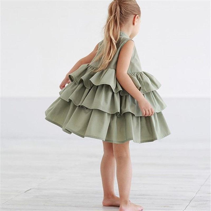 Fashion Simple Solid Color Sleeveless Small And Medium Girl Dress - Enfance-Heureuse