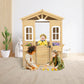 Wooden Outdoor Playhouse For Children With Work Doors, Windows, Mailbox, Flower Pot Stand - Enfance-Heureuse