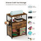 Craft Organization And Storage Cabinet Compatible With Cricut Machines, Crafting Cabinet With Drawer & 25 Vinyl Roll Holder, Craft Table Desk Workstation For Craft Room Home.Rustic Brown. - Enfance-Heureuse