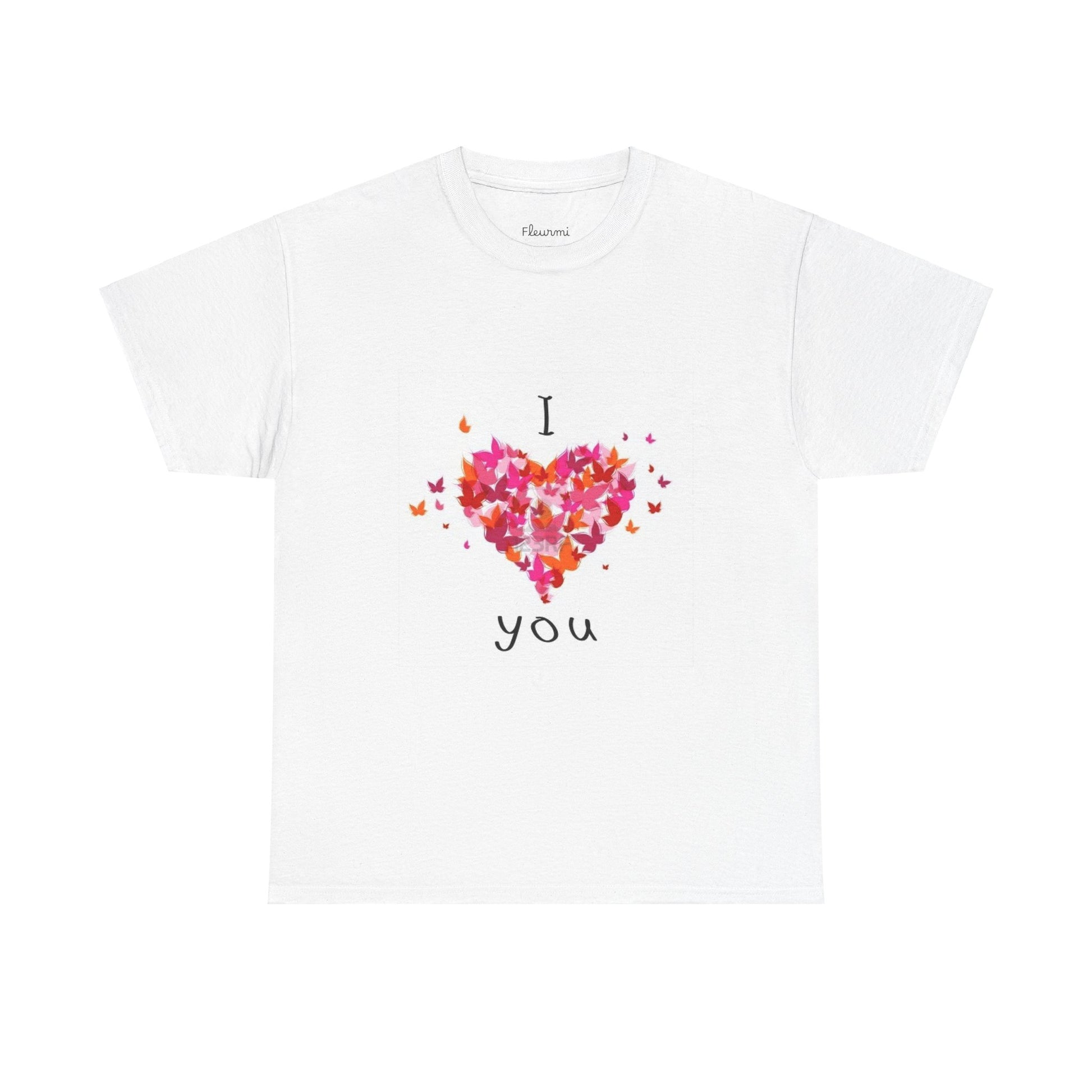 I Love You Floral Unisex Tee, Romantic Gift, Cute Graphic Shirt for Couples, Floral T-Shirt for Anniversaries, Sweetheart Top - Enfance-Heureuse
