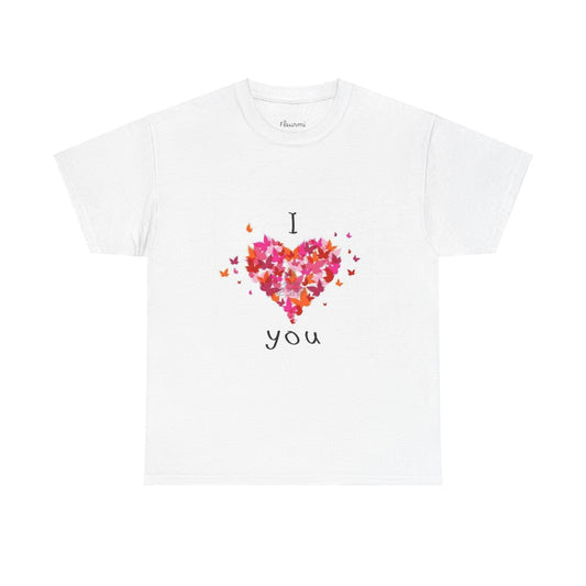 Camiseta unisex con estampado floral "Te amo", regalo romántico, bonita camiseta gráfica para parejas, camiseta floral para aniversarios, camiseta con corazón.