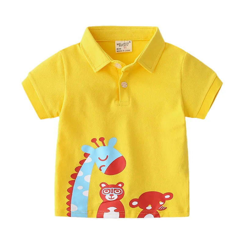 Unhooded Casual Cute Cartoon Animal Boy T Shirt - Enfance-Heureuse