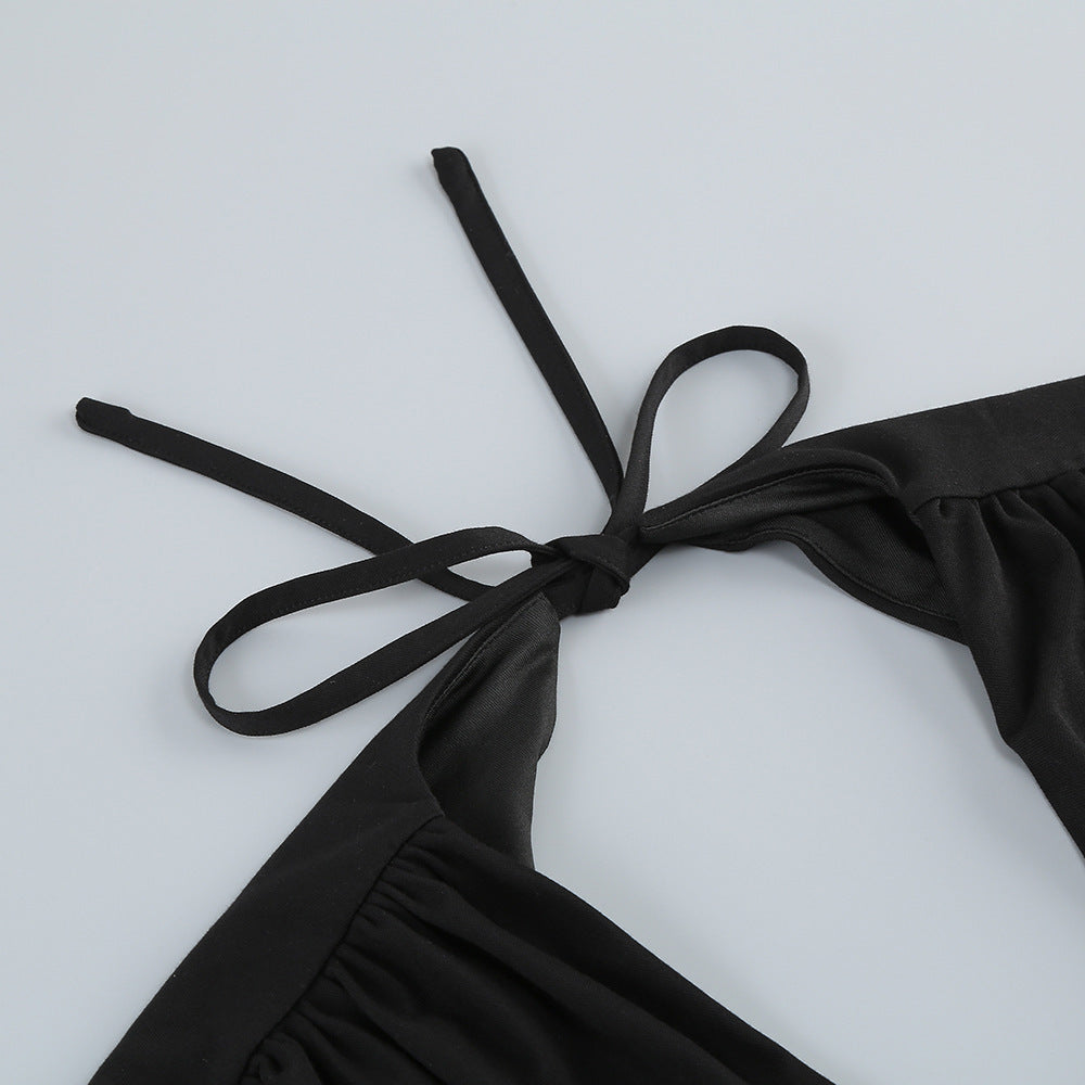 Sexy V-neck Backless Long Sleeves Skirt Waist Decorative Flower Split Fishtail Gown Dress Long - Enfance-Heureuse