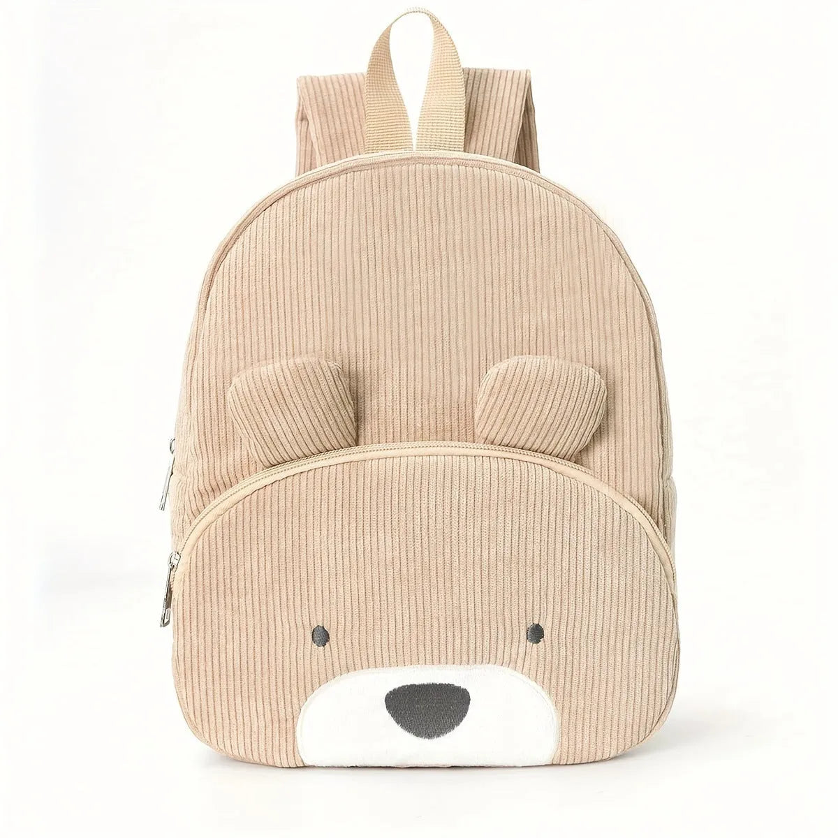 Embroidered Cute Bear Backpack Corduroy - Enfance-Heureuse