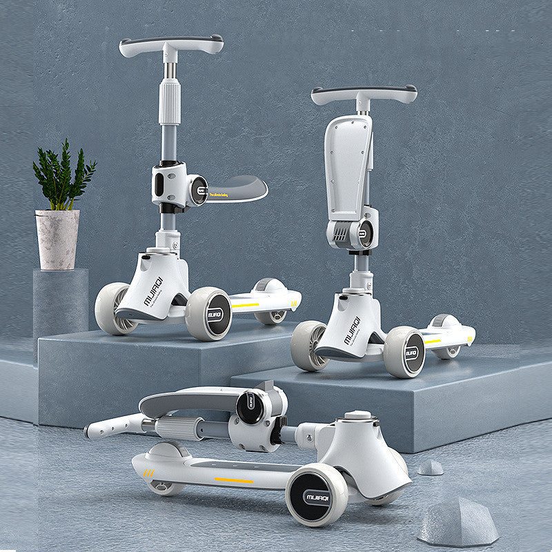 Children's Three-in-one Scooter Can Sit And Slide - Enfance-Heureuse