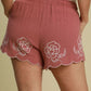 Umgee Full Size Linen Blend Shorts with Floral Embroidered Details Plus Size - Enfance-Heureuse