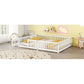 Queen Size Bed Floor Bed With Safety Guardrails And Door For Kids, White - Enfance-Heureuse