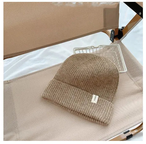 Gorro de lana de punto para niños a juego, cálido para otoño e invierno.