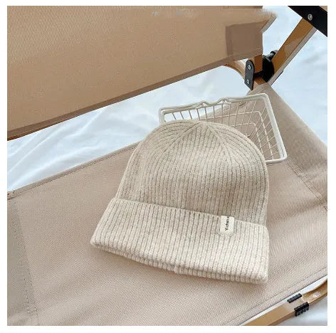 Gorro de lana de punto para niños a juego, cálido para otoño e invierno.