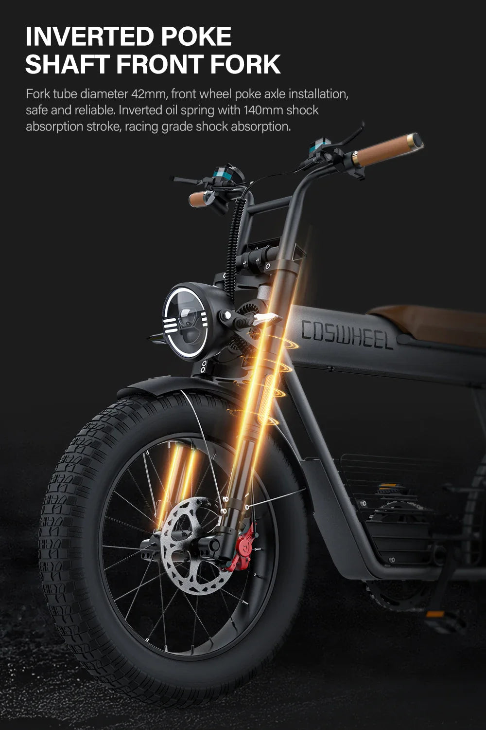 Bicicleta eléctrica Coswheel CT20 de 1500 W, motocicleta de 20 pulgadas, Fatbike, bicicleta de montaña, 48 V, 25 Ah, para adultos.