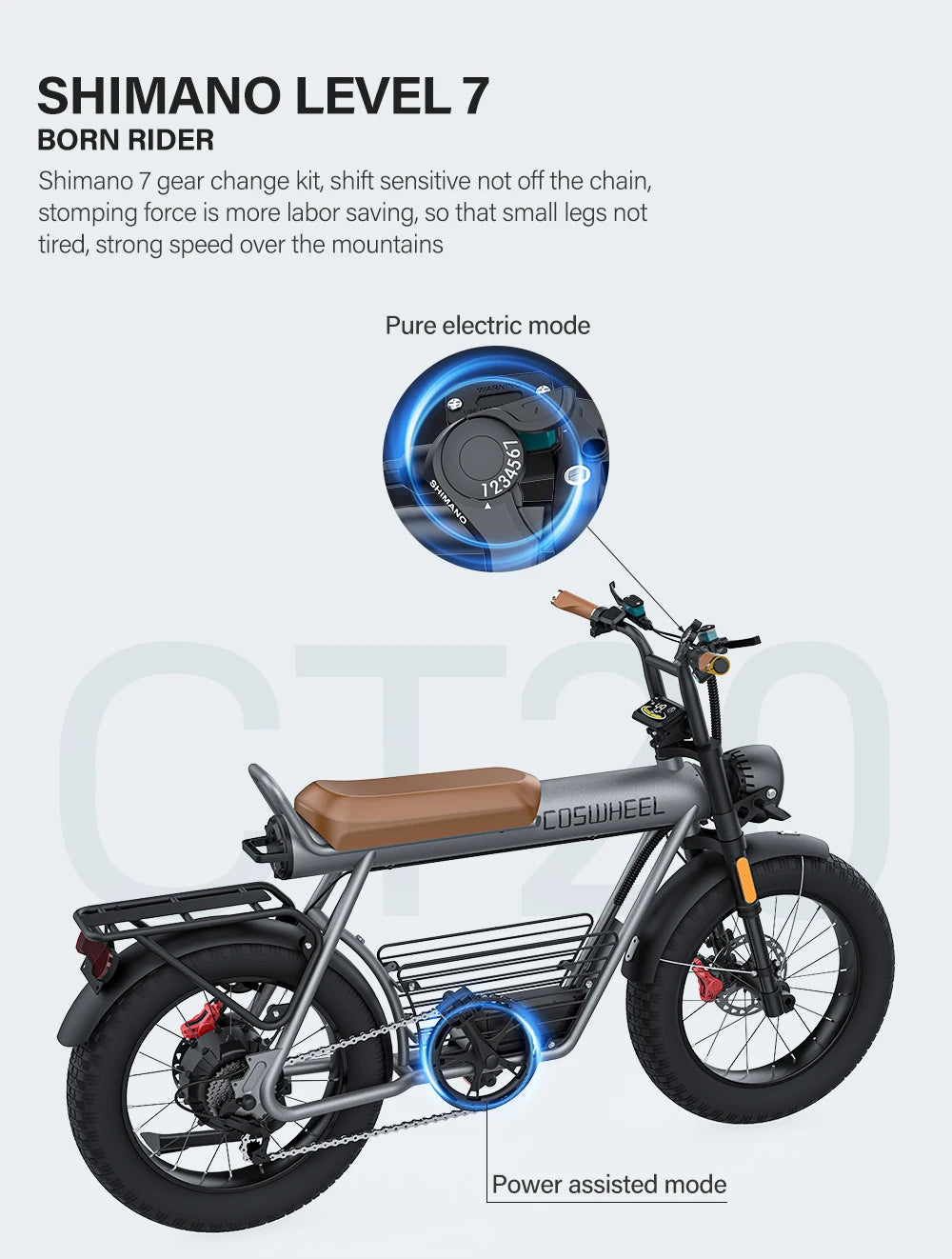 Coswheel Electric Bike CT20 1500W Motorcycle 20Inch Fatbike Ebike Mountain bike 48V 25AH Bikes Adult Electric Bicycle Motocycles - Enfance-Heureuse