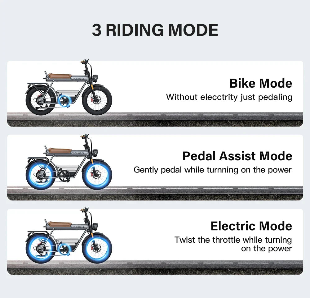 Bicicleta eléctrica Coswheel CT20 de 1500 W, motocicleta de 20 pulgadas, Fatbike, bicicleta de montaña, 48 V, 25 Ah, para adultos.
