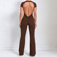 Bare Back Short Sleeve Nude Feel Yoga Outer Wear Fitness Sports Jumpsuit - Enfance-Heureuse