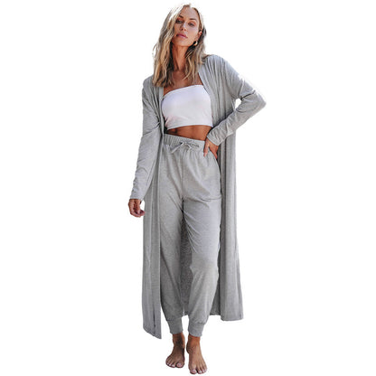 Traje casual de manga larga de color liso para mujer, nuevo y sencillo, combinable con todo, para otoño.