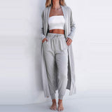 Traje casual de manga larga de color liso para mujer, nuevo y sencillo, combinable con todo, para otoño.