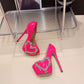 Rhinestone Love Heart Waterproof Platform High Heels - Enfance-Heureuse