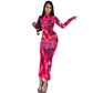 New Tie-dyed Long Sleeve Slim Fit Hot Girl Dress Women - Enfance-Heureuse