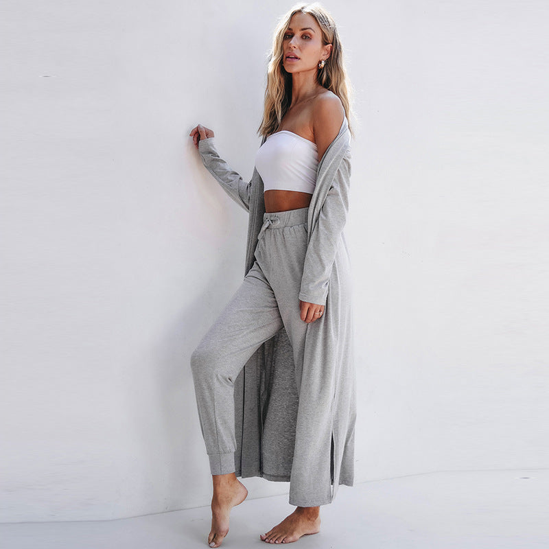 Traje casual de manga larga de color liso para mujer, nuevo y sencillo, combinable con todo, para otoño.