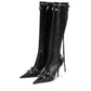European And American New Pointed Toe Stiletto Heel Metal Rivet Motorcycle Catwalk Women's Boots - Enfance-Heureuse