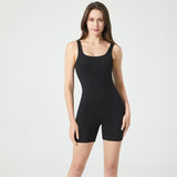 Summer Women's Ribbed Sleeveless Vest One-piece Shorts - Enfance-Heureuse