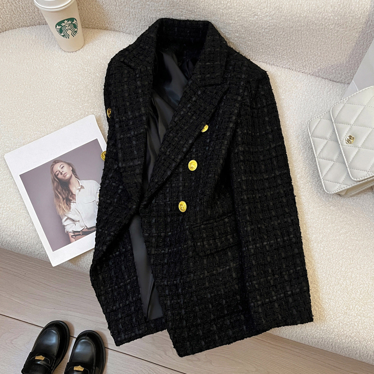 Black Tweed Suit Jacket Clothing High Sense - Enfance-Heureuse
