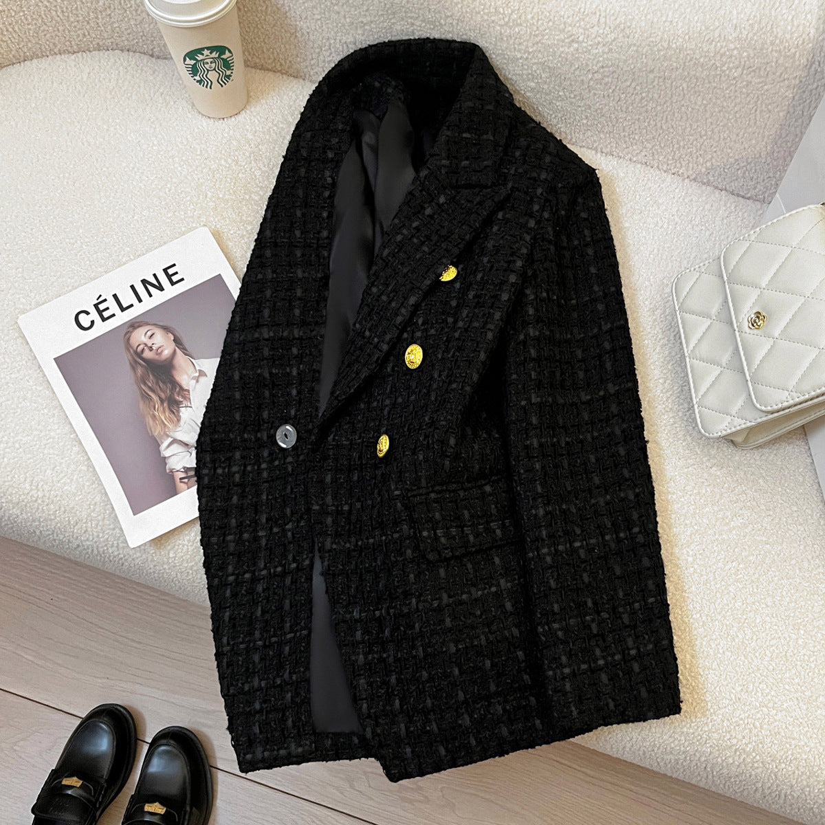Black Tweed Suit Jacket Clothing High Sense - Enfance-Heureuse