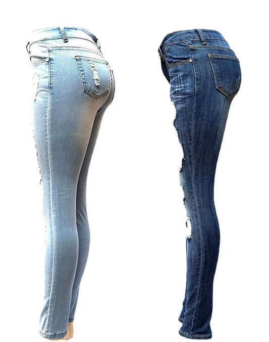European And American Style Women Ripped Slimming Jeans - Enfance-Heureuse