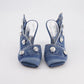 Women's Stiletto Heel Square Toe Denim Metal Rivet Slippers - Enfance-Heureuse