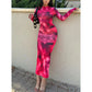 New Tie-dyed Long Sleeve Slim Fit Hot Girl Dress Women - Enfance-Heureuse