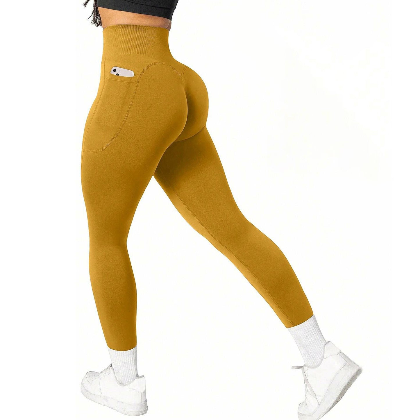 Solid Color Yoga Pants Nude Feel Hip Yoga Trousers - Enfance-Heureuse