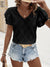 Casual Solid Color Double-layer Ruffle Sleeve V-neck Hollow Top